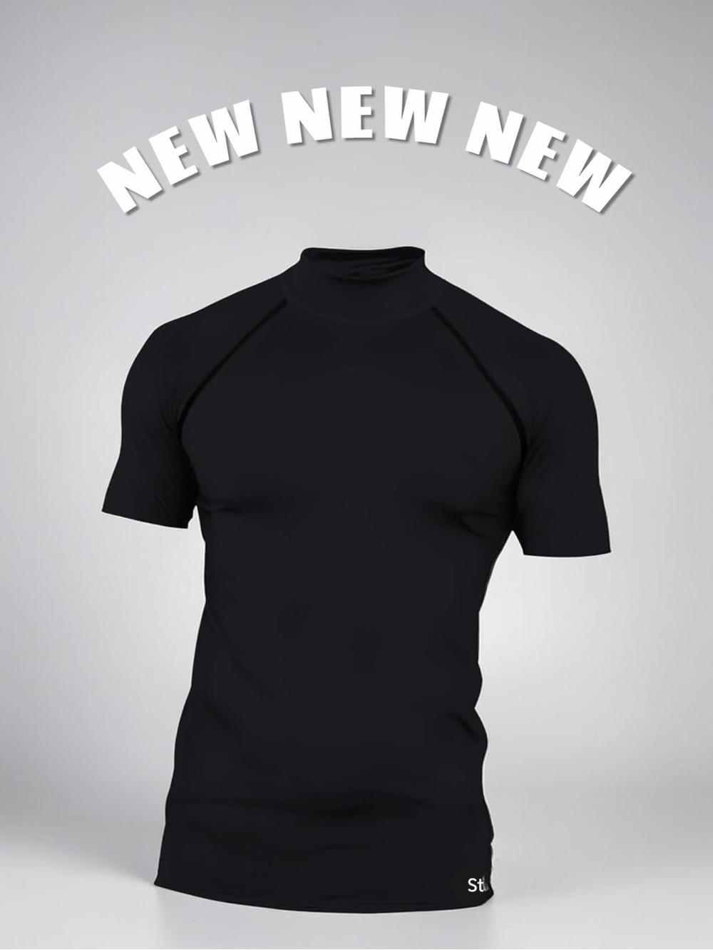 Red Plume Men’s Compression Mock Turtleneck Shirt - Black XXL